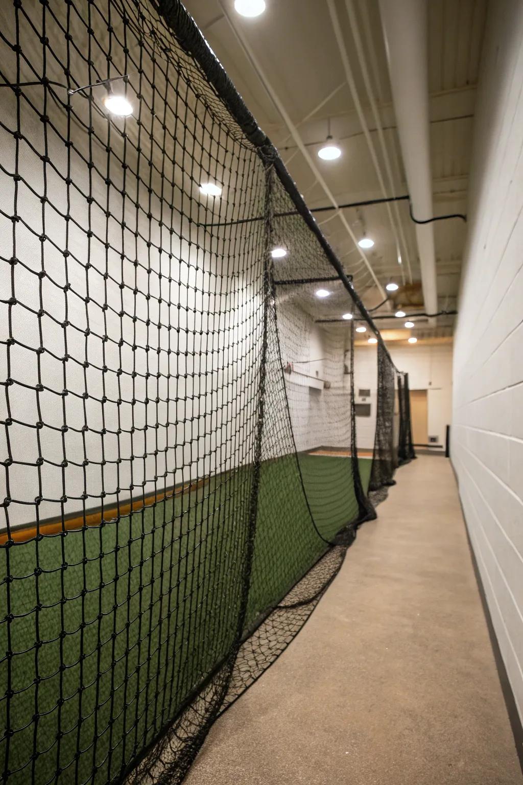 Transform your basement into a safe and stylish practice zone with versatile batting cage netting.