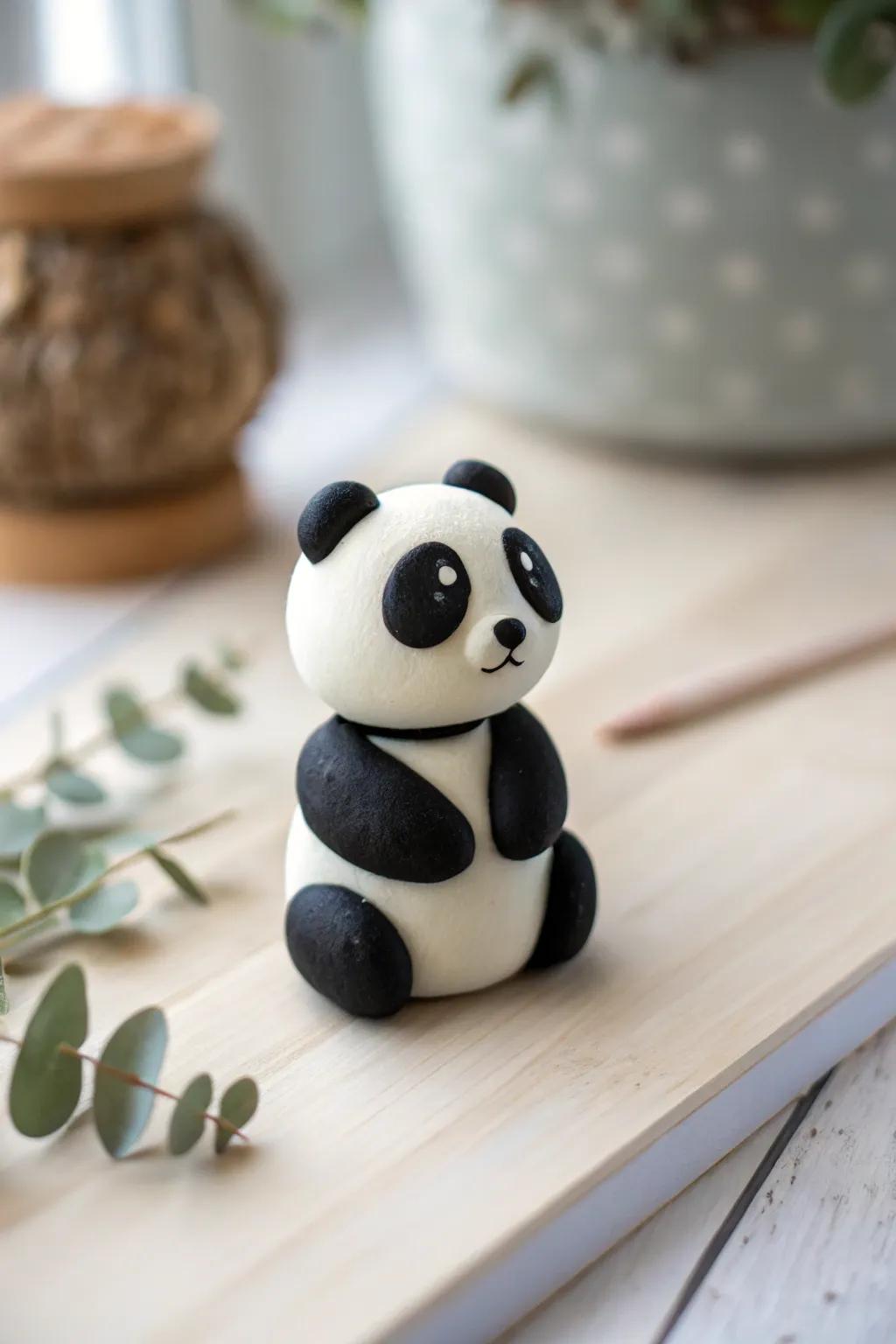 Craft your own playful panda with just a few simple steps! Embrace simplicity and creativity with this adorable playdough creation.