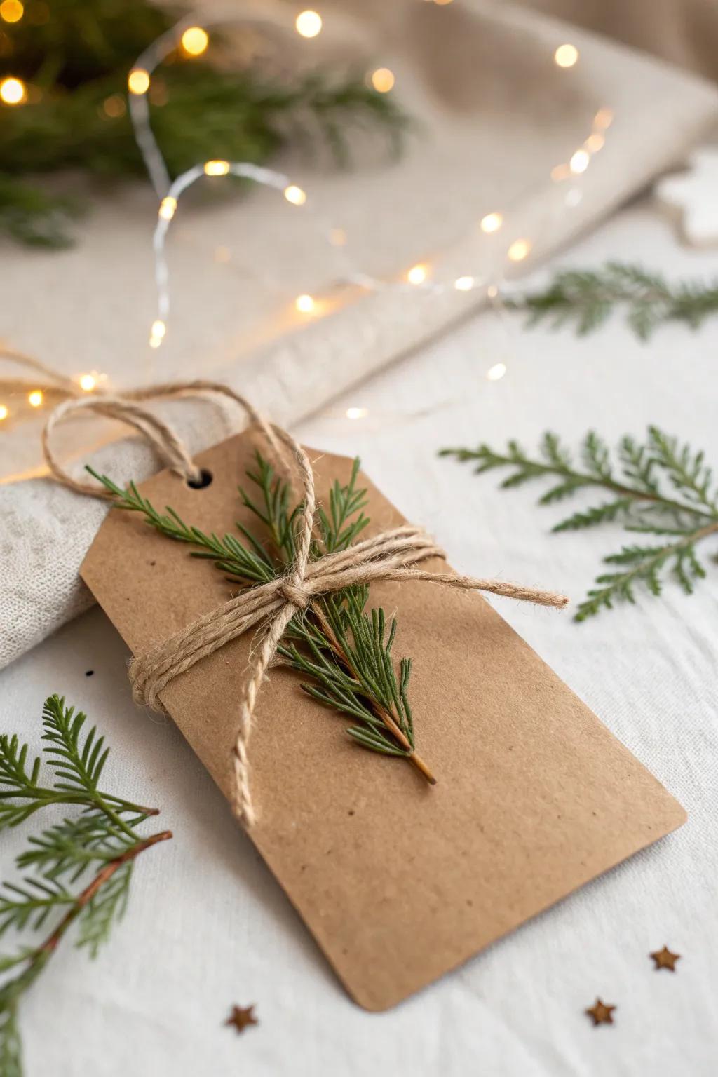 Embrace rustic elegance with this charming kraft paper Christmas tag, a perfect blend of simplicity and natural beauty.