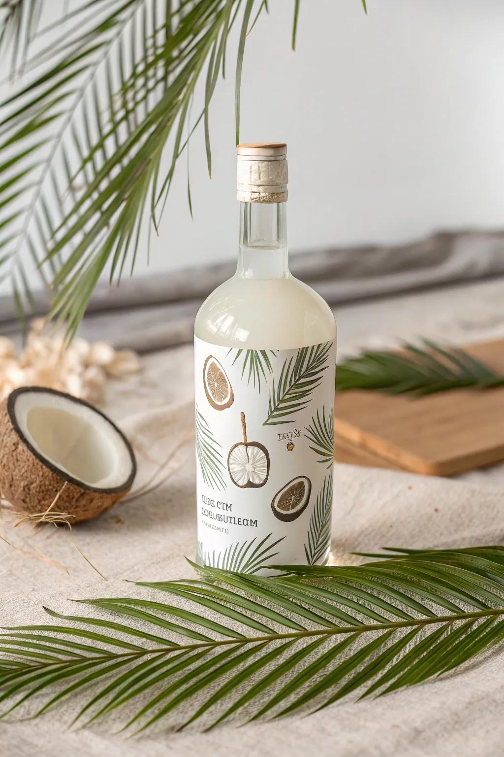 Embrace tropical elegance with minimalist Coquito labels that bring a touch of the beach to your holiday table.