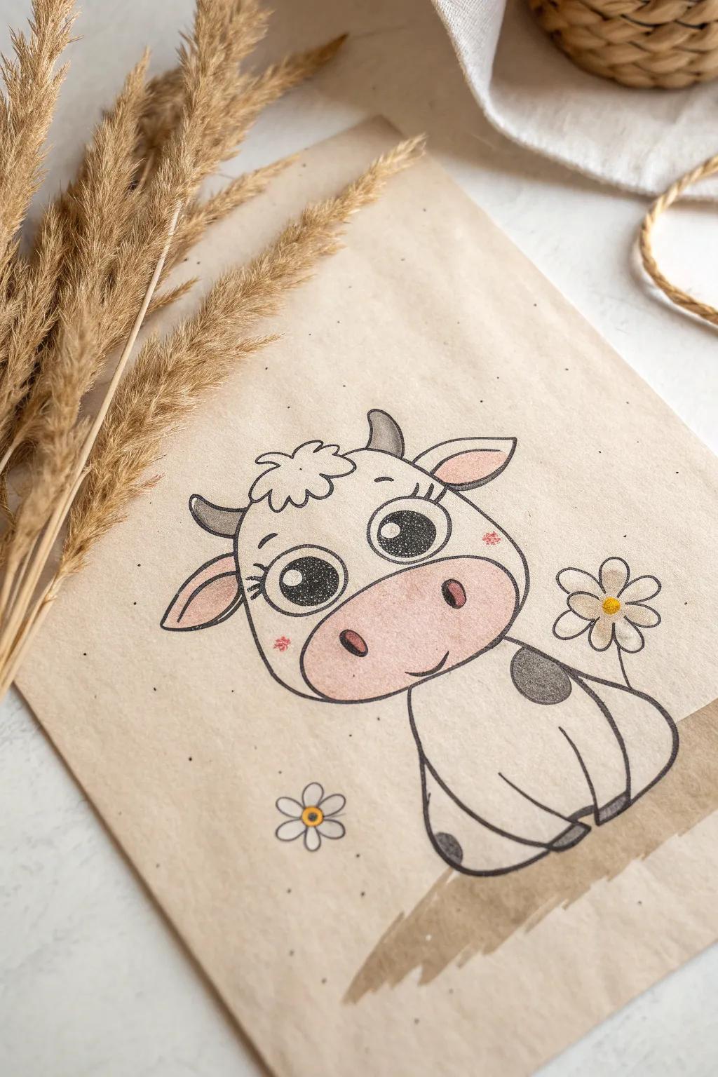 Find joy in simplicity with this charming cartoon cow design, perfect for a touch of playful elegance in your space.