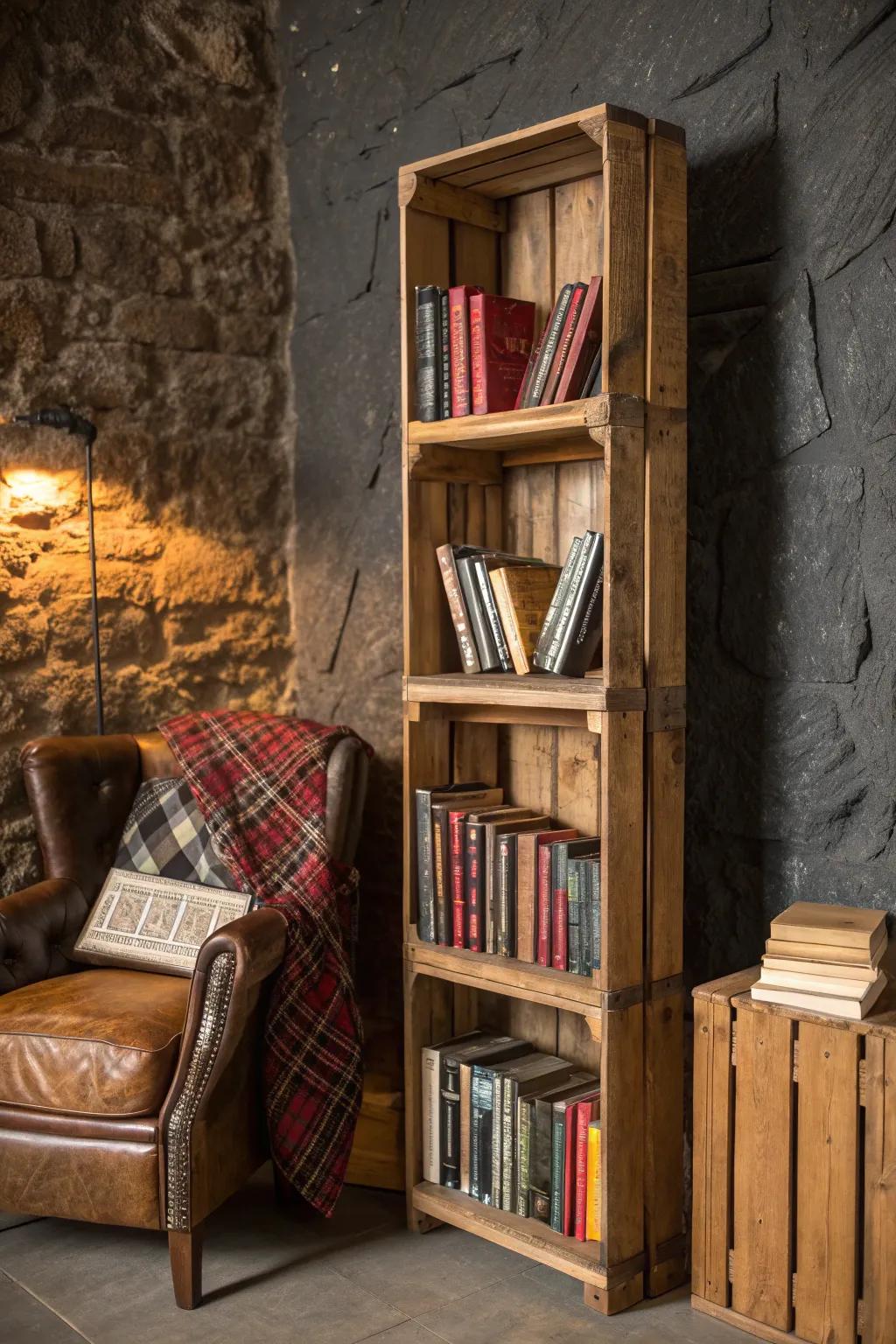 Transform your space into a Book Lover's Paradise with a unique crate bookshelf.