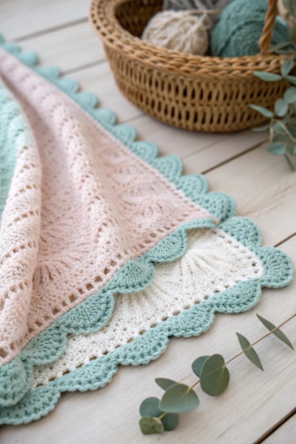 Embrace the gentle waves of the shell stitch for a cozy, handcrafted touch.