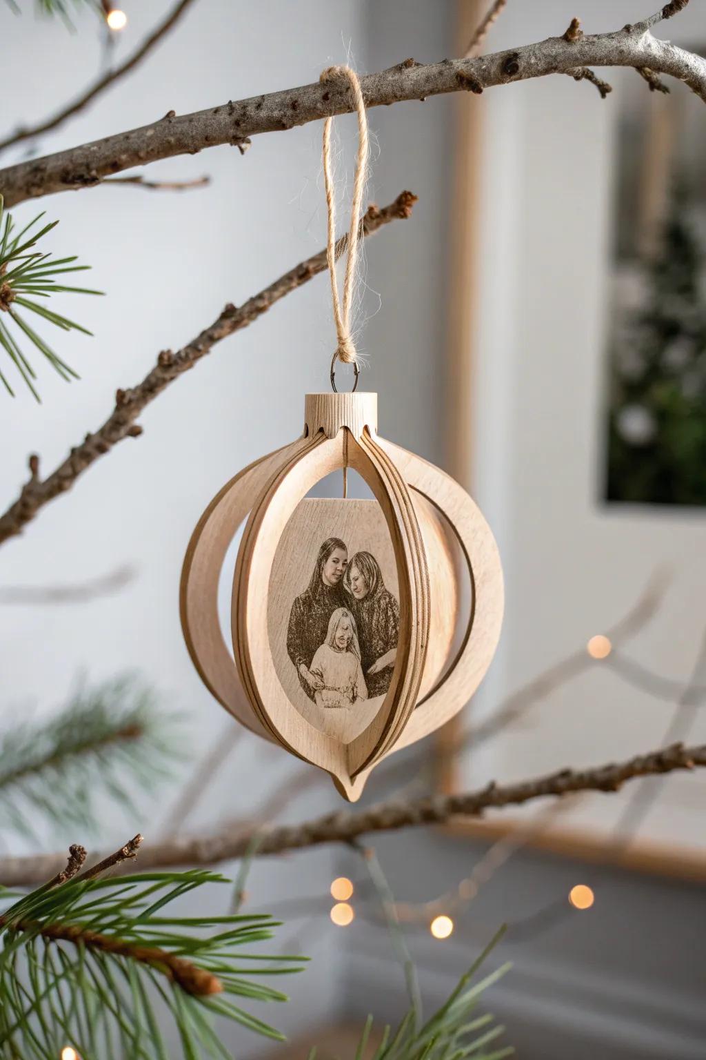 Capture cherished memories with personalized photo ornaments, where simplicity meets heartfelt craftsmanship.