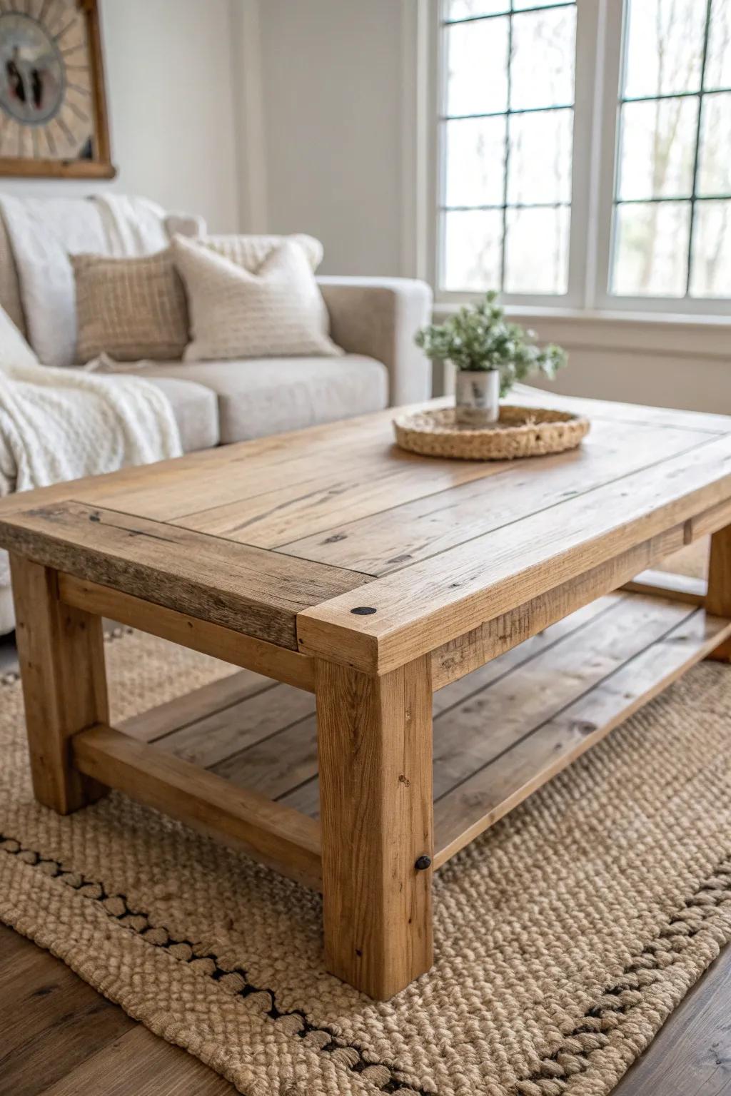 Embrace rustic elegance with this DIY reclaimed wood coffee table, the heart of a minimalist home.