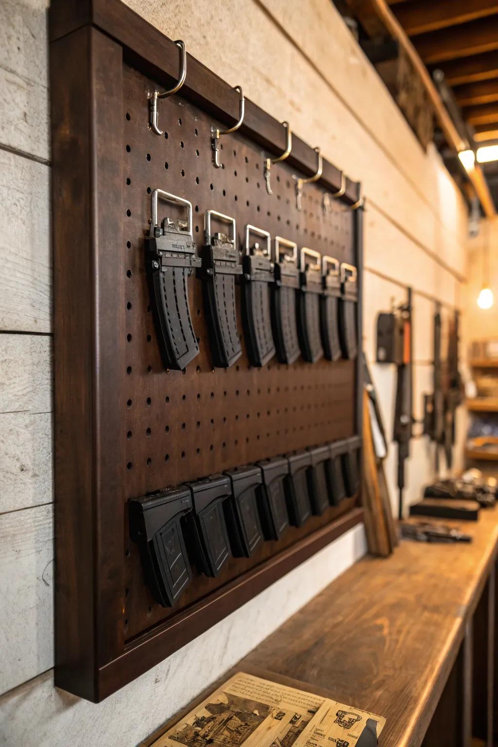 Elevate your organization game with a stylish pegboard setup—perfect for the discerning craftsman.