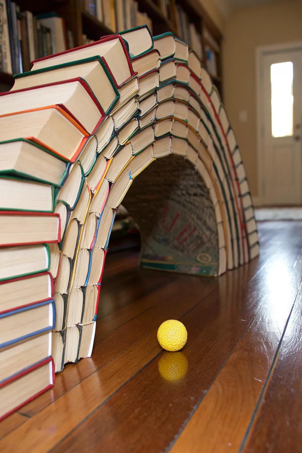Challenge your skills with this DIY book tunnel mini-golf course - a perfect blend of fun and craftsmanship!