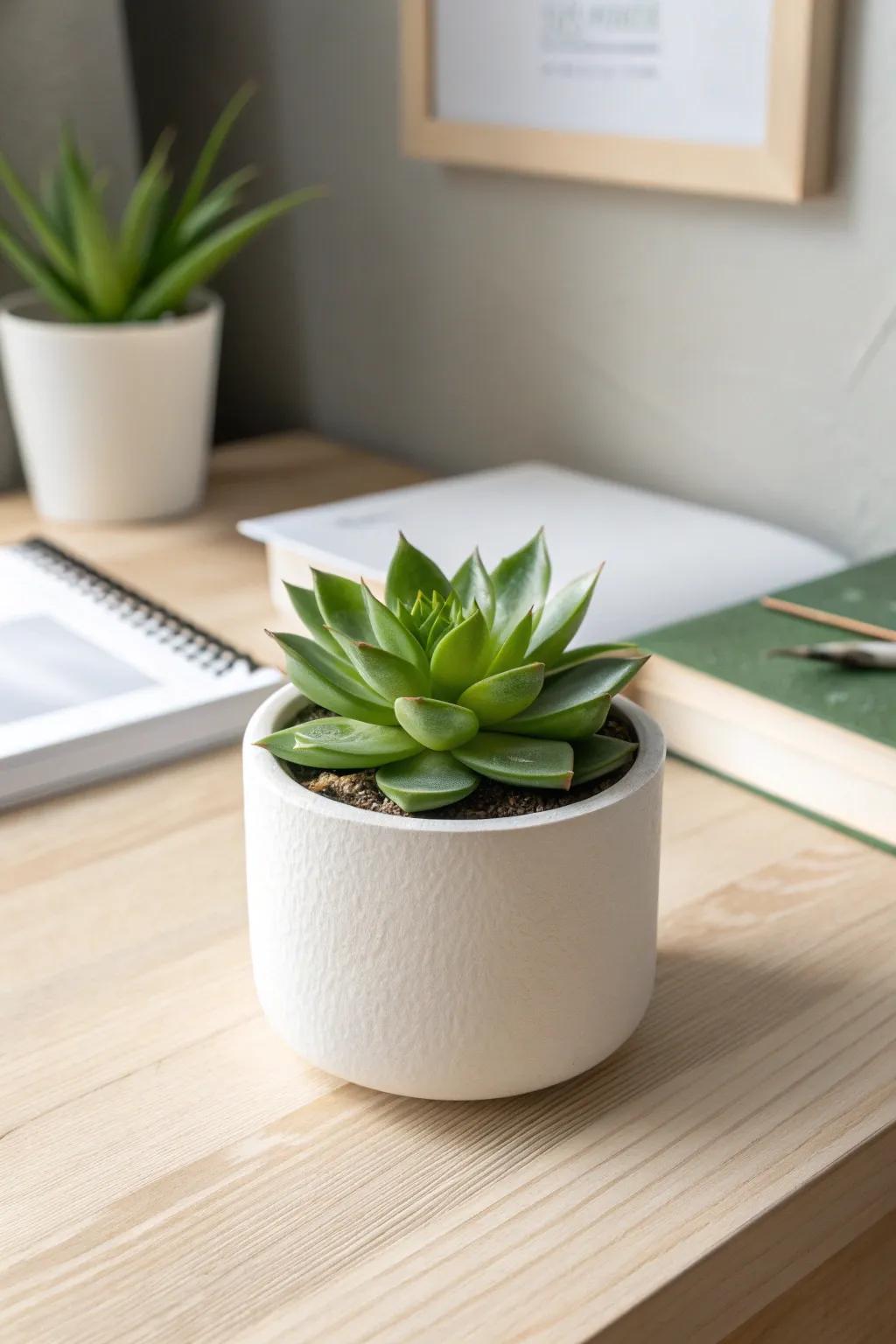 Elevate your workspace with a touch of greenery 🌿 - simplicity and beauty combined.