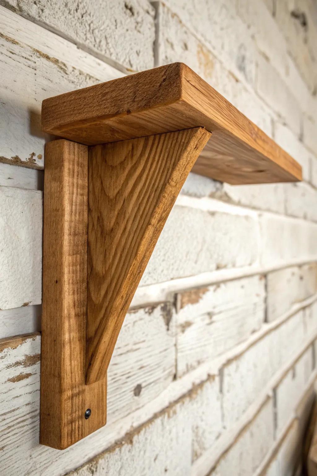 Elevate your shelf game with this handcrafted rustic wooden bracket – where simplicity meets craftsmanship.