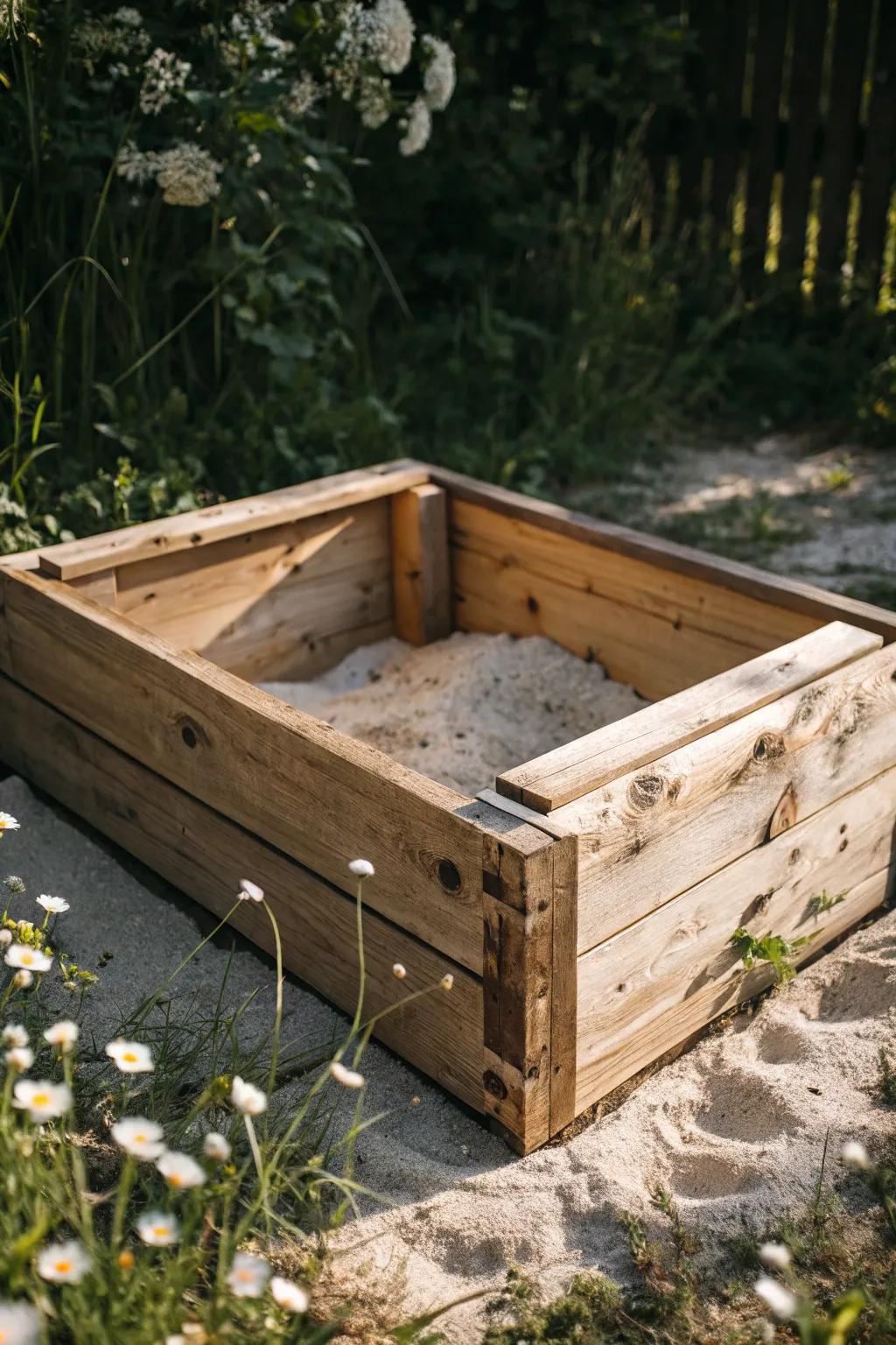 Embrace simplicity and natural beauty with this charming wooden dig box, a perfect playground for your furry friend!
