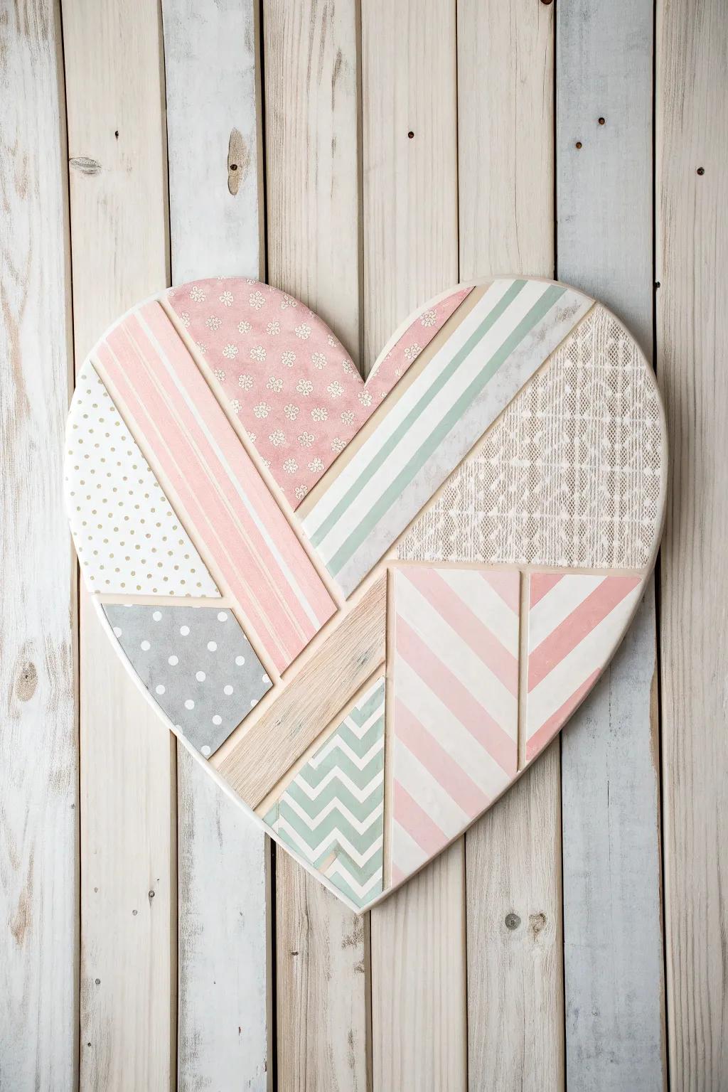 Add a touch of whimsy to your space with a Patchwork Heart masterpiece, blending minimalist charm with bohemian flair.