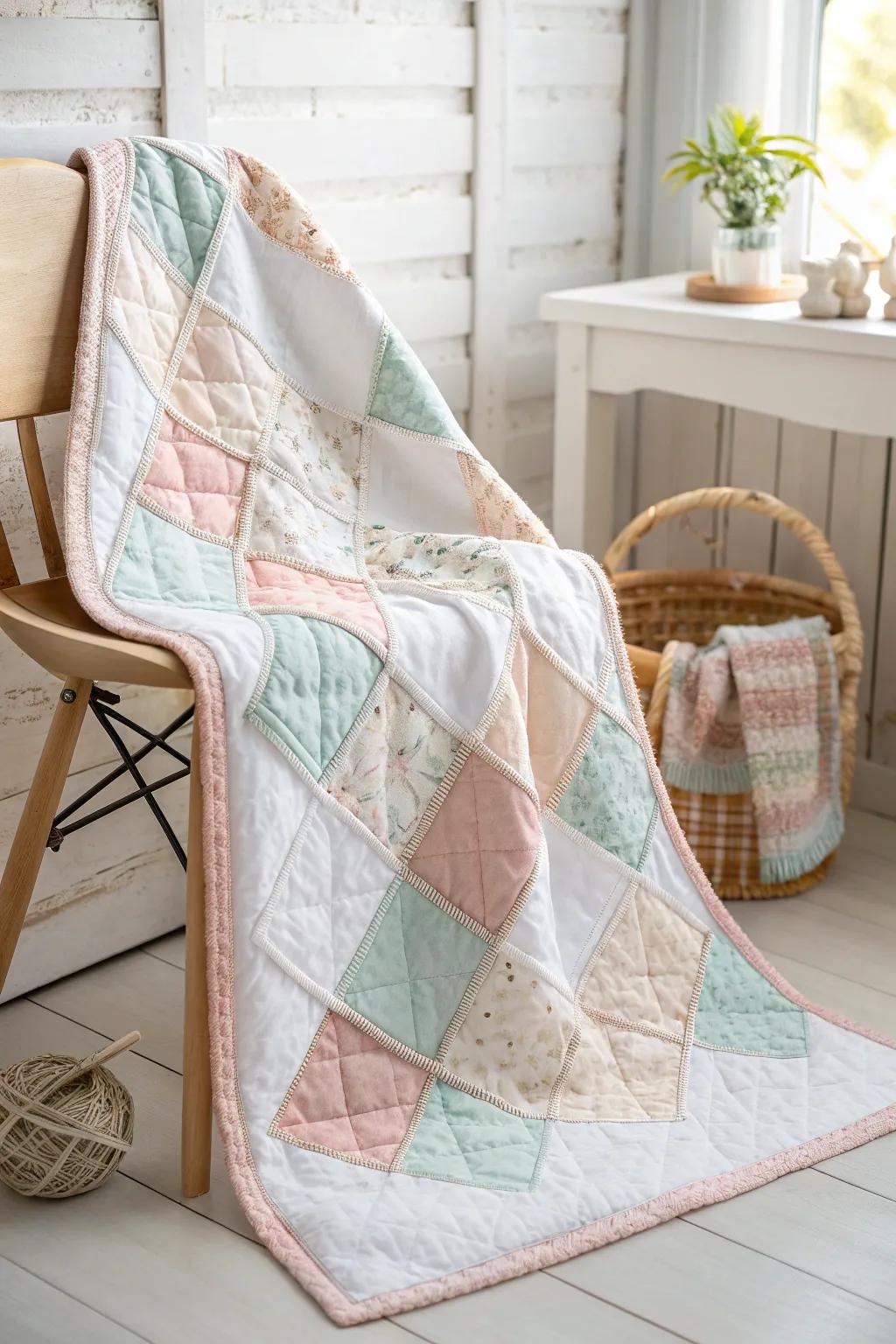 Embrace simplicity and style with this minimalist quilt of elegant squares, perfect for cozying up your Scandinavian-inspired space.