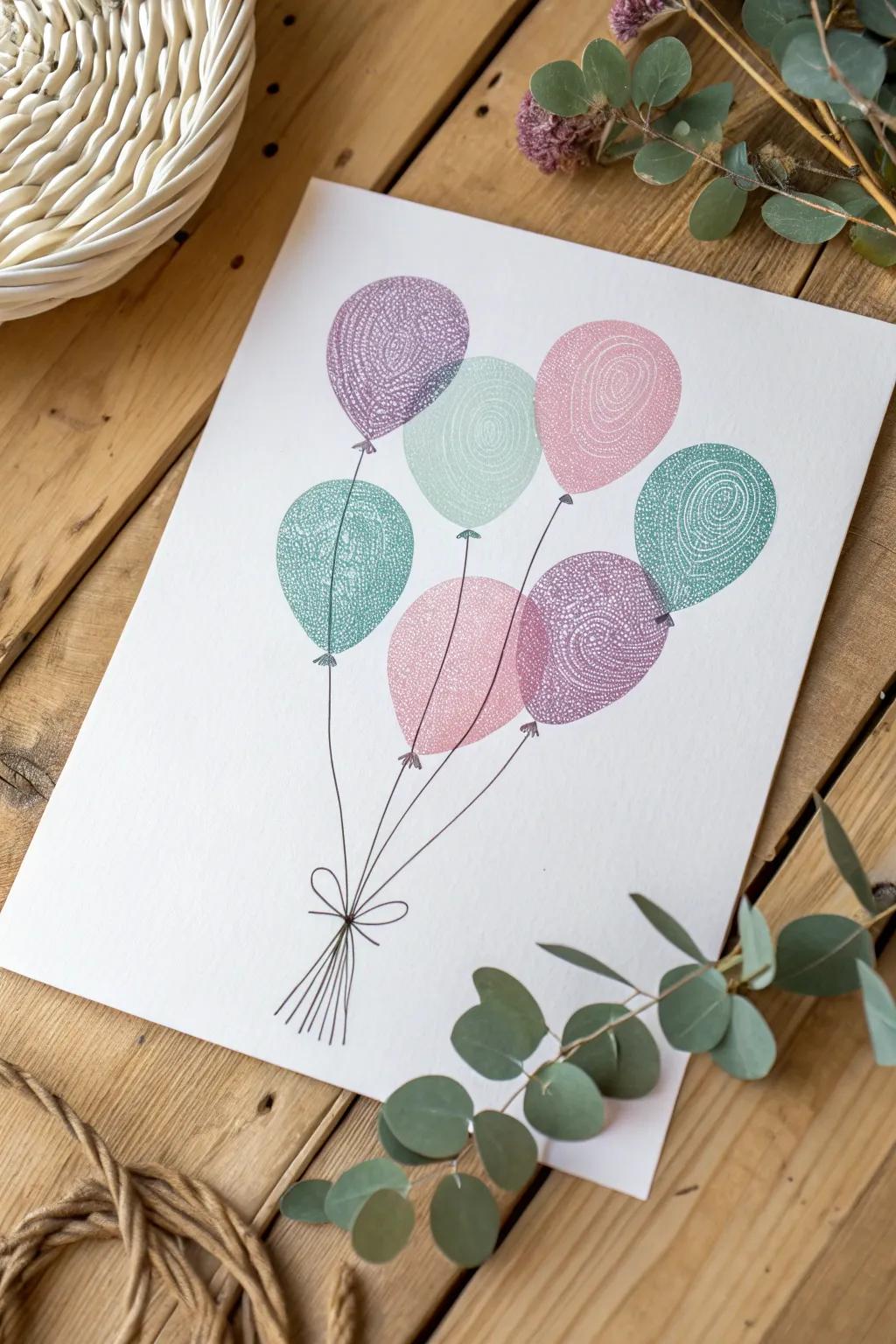 Celebrate with a personal touch—fingerprint balloons for a birthday card that's as unique as you are!
