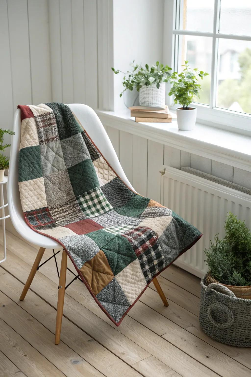 Cozy up with plaid patchwork perfection: a quilt that combines classic charm with minimalist design.