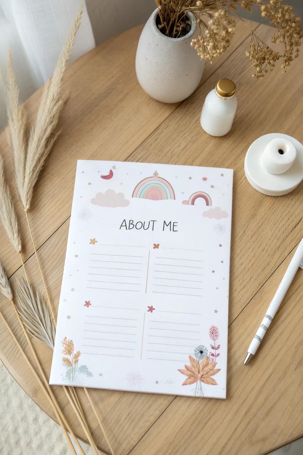 Capture your essence with our minimalist 'About Me' time capsule template—a perfect blend of simplicity and style.