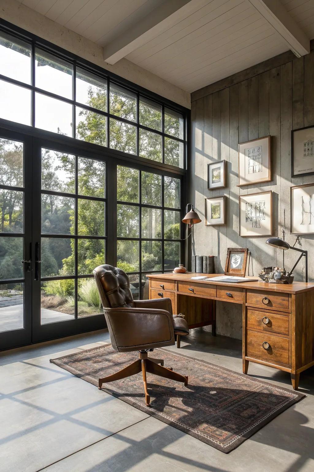Let the sunlight in and watch creativity flourish in your garage office haven.