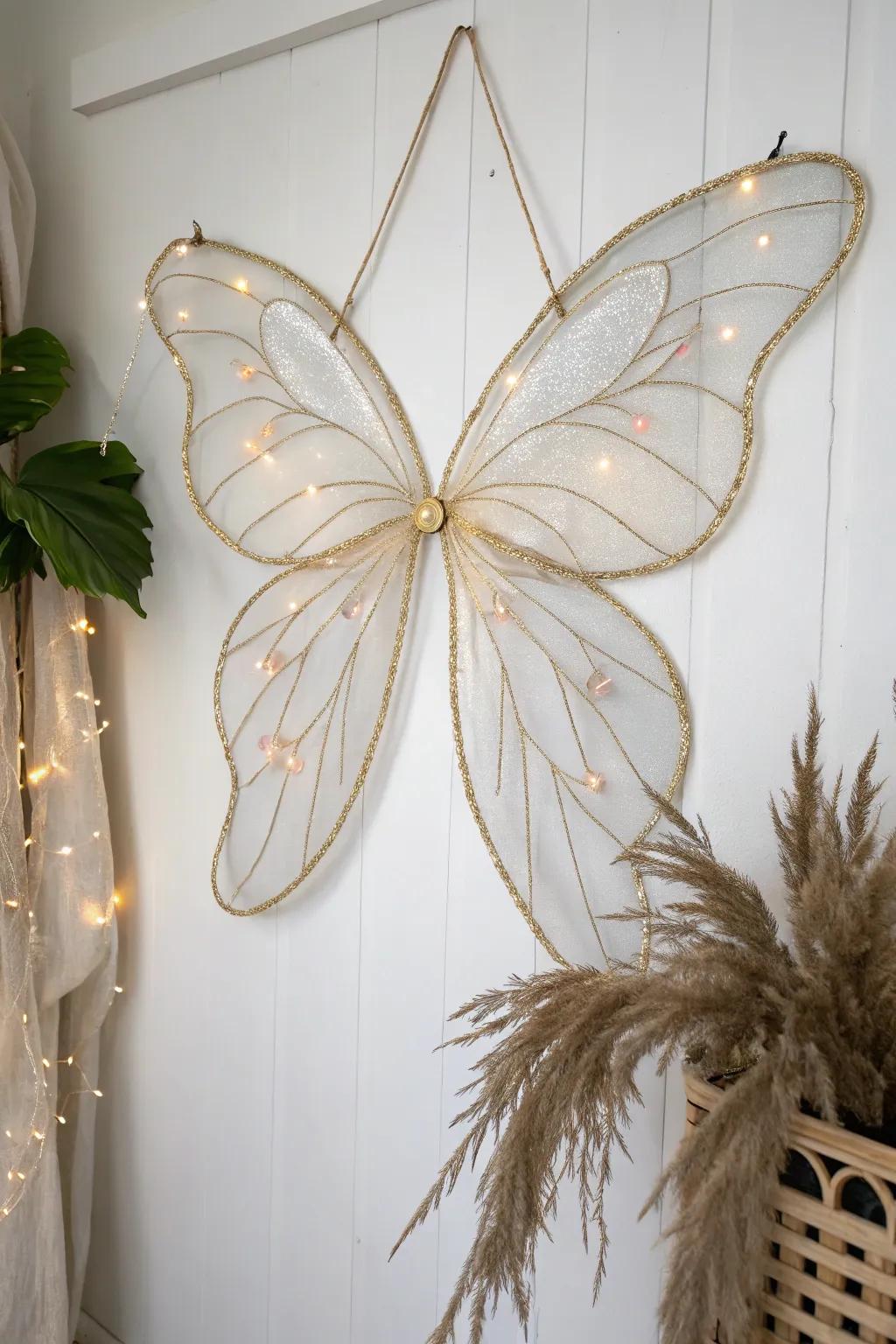 Embrace your inner fairy with these enchanting DIY wings, perfect for a magical Halloween transformation.
