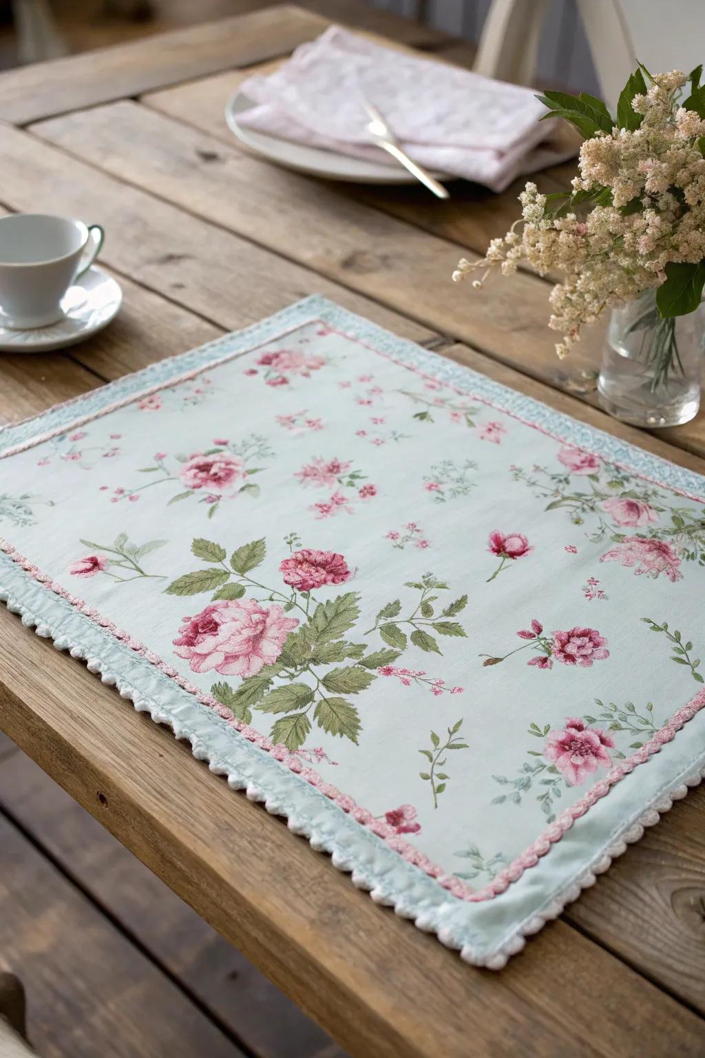Elevate your table setting with these charming no-sew floral placemats, perfect for a touch of summer elegance.