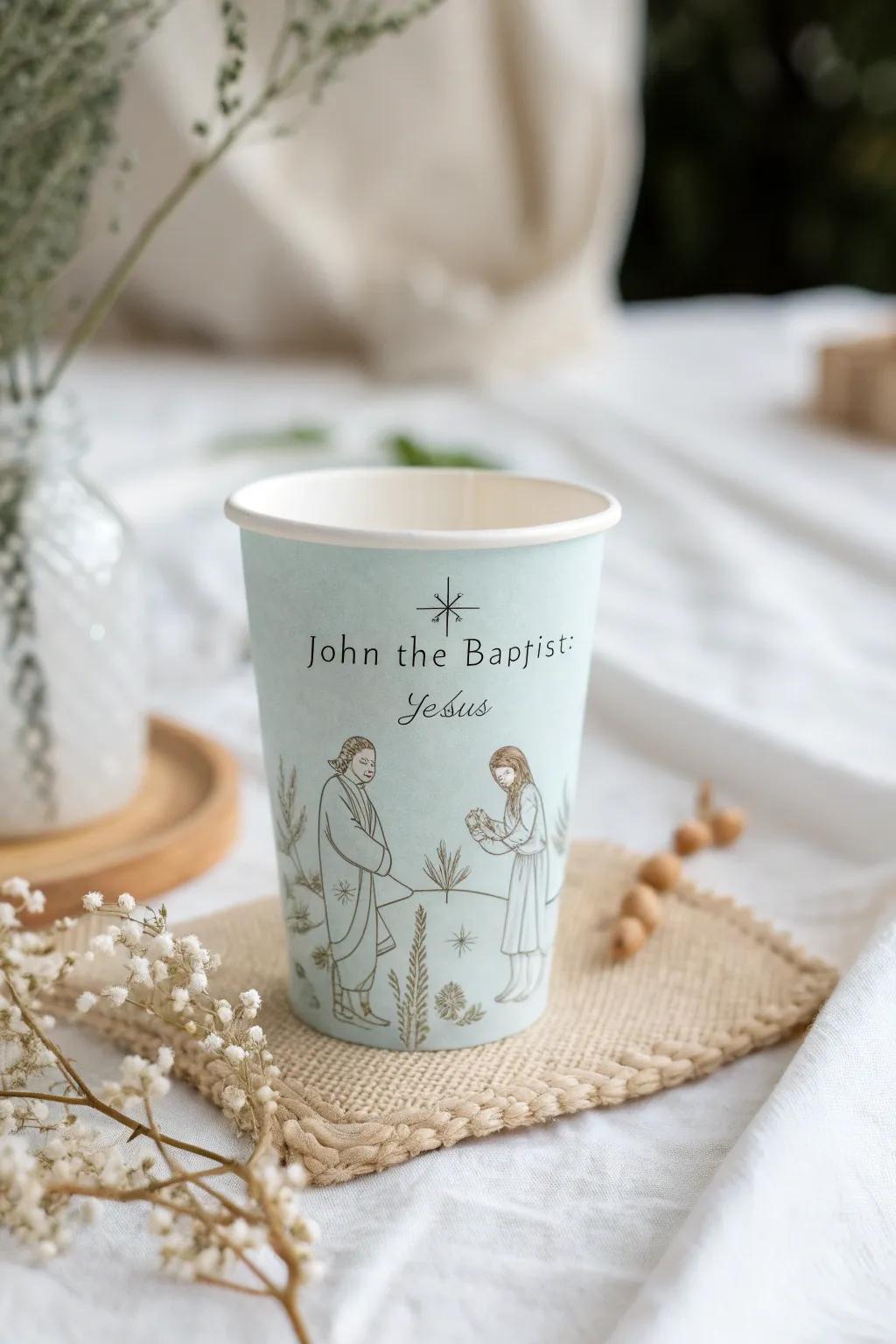 Craft a serene baptism scene with simplicity and grace.