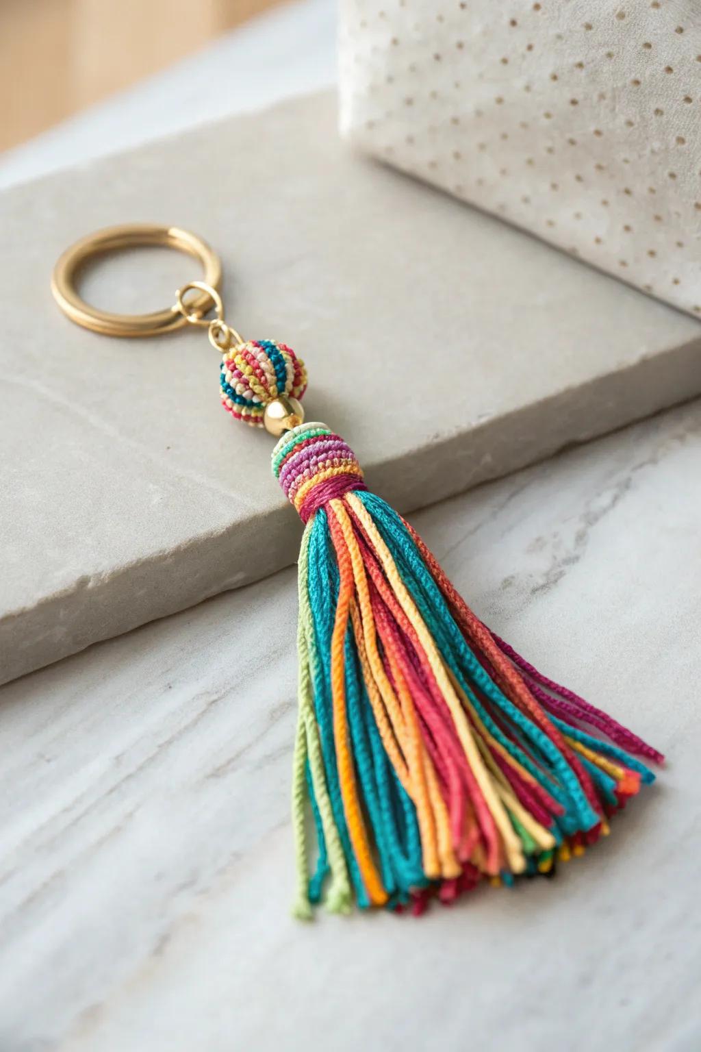 Add a splash of color to your keys with this chic tassel keychain, where simplicity meets boho elegance.
