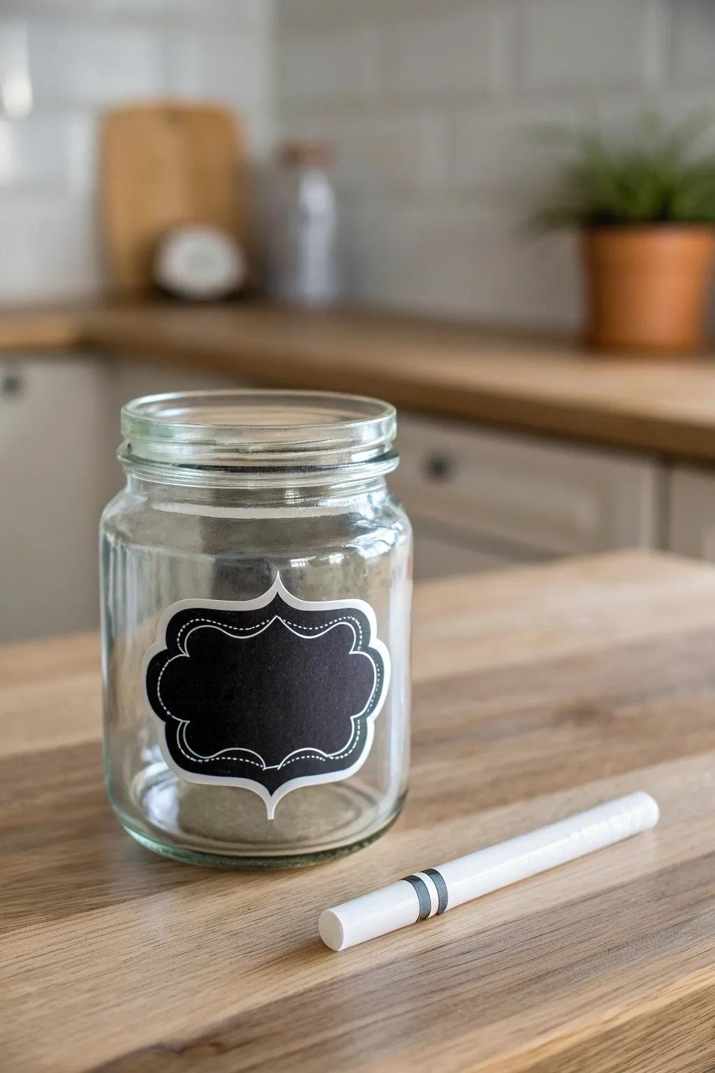 Chalkboard labels: the perfect blend of style and flexibility for your jars.