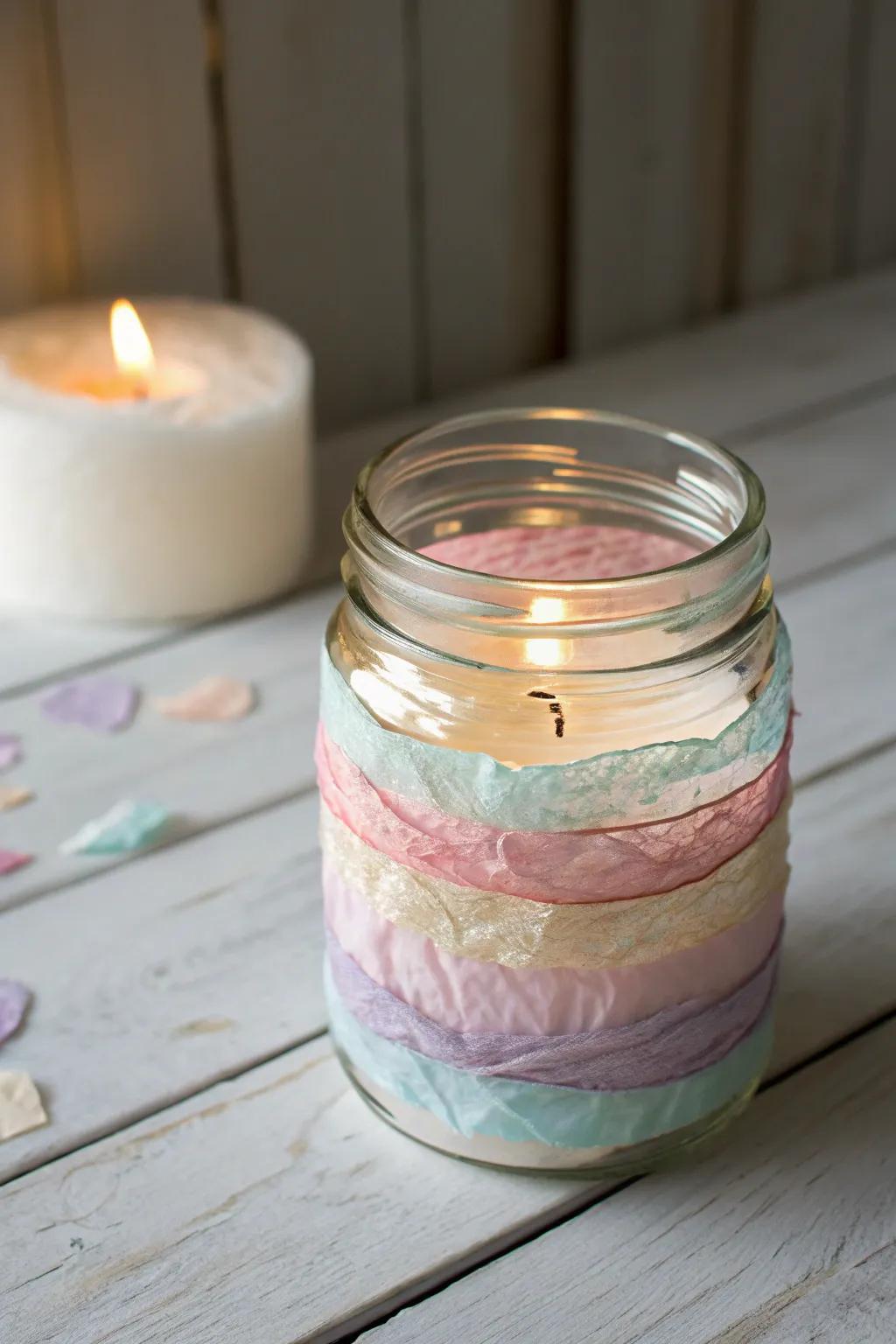 Transform your space with this DIY Mod Podge candle holder, where simplicity meets elegance. 🌿✨ #ScandinavianCrafts #ModPodgeMagic