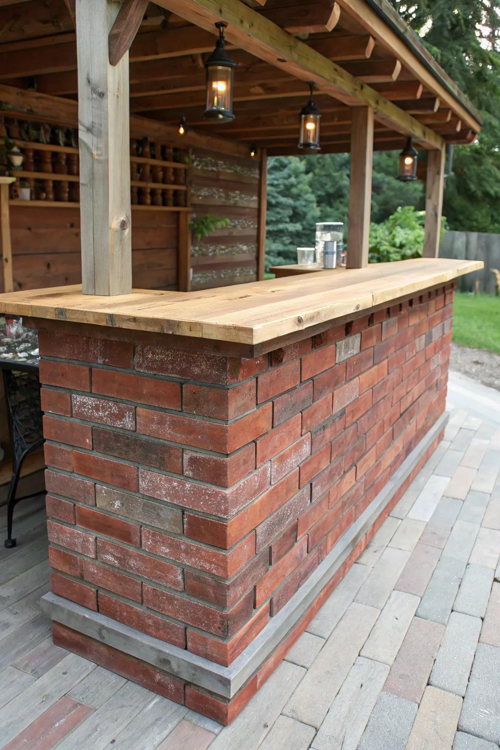 Elevate your outdoor space with the timeless charm of brick and wood craftsmanship.