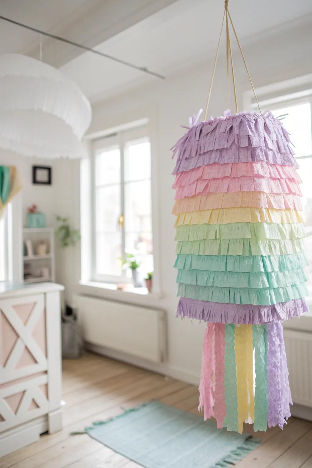 Add a splash of color and craft to your celebrations with this beautifully layered paper bag piñata. 🎨✨