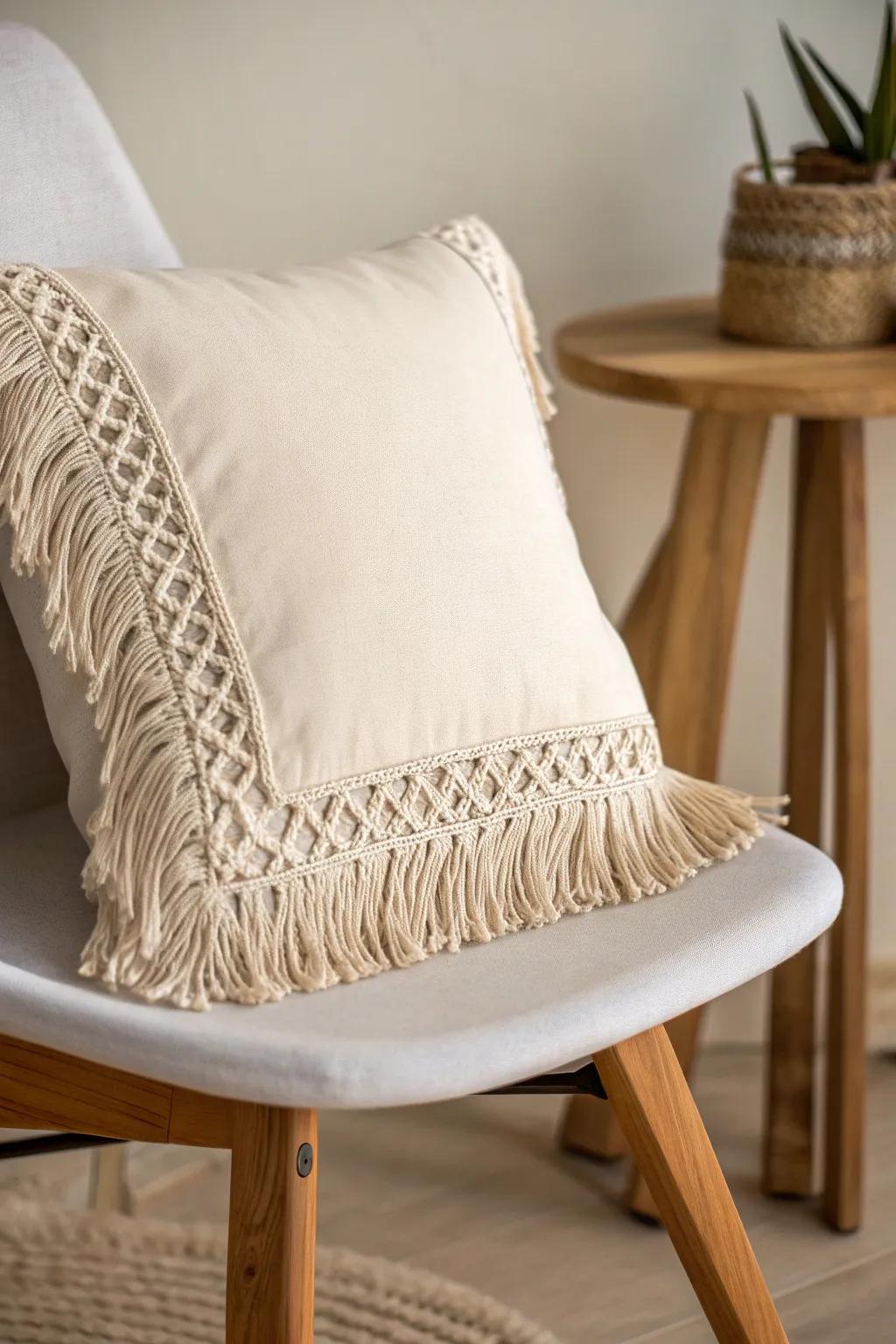Elevate your space with the effortless charm of fringe-trimmed pillows.
