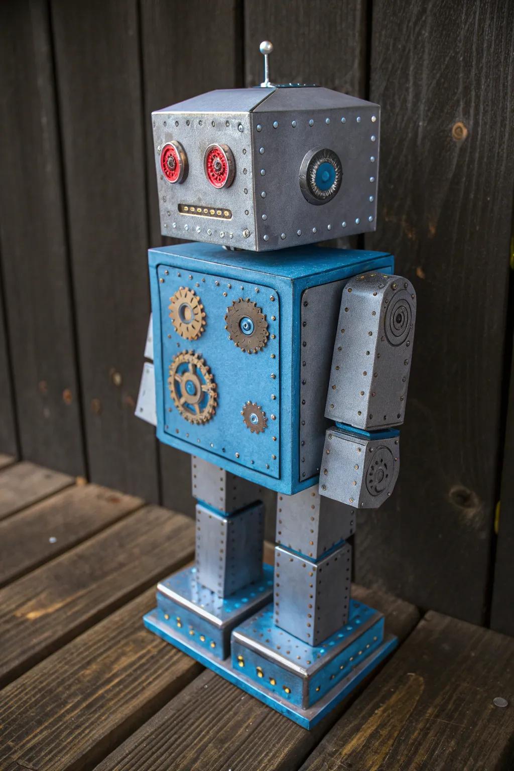 Transforming the ordinary into extraordinary: meet the Cardboard Box Buddy, a masterpiece of recycled ingenuity.