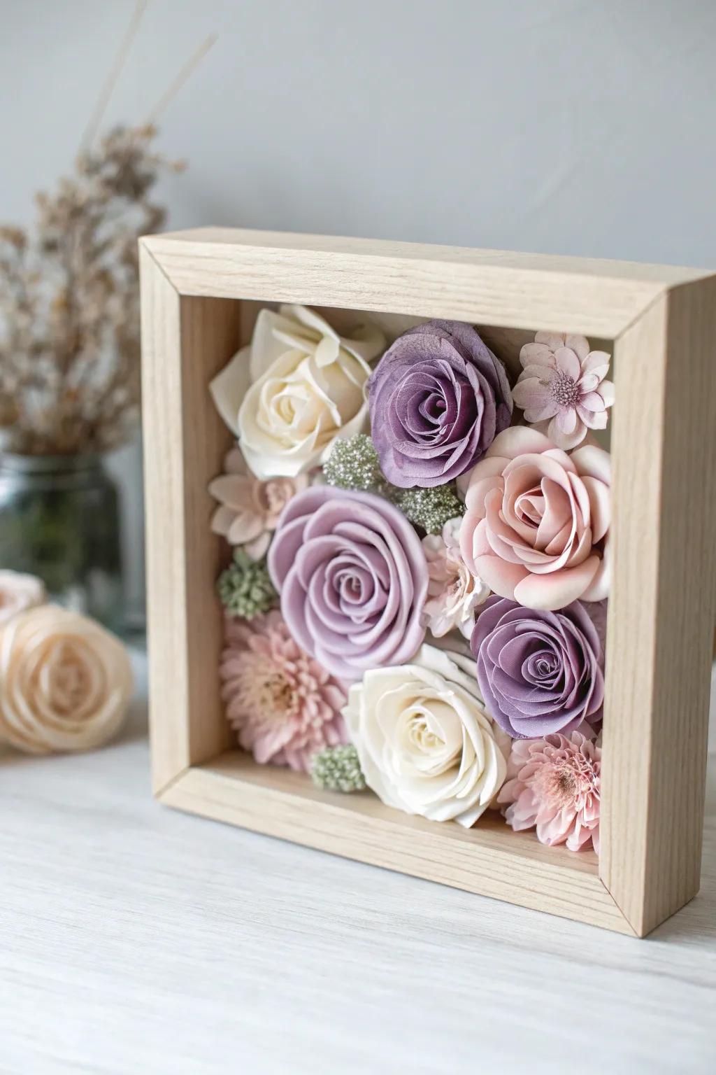 Embrace nature's elegance with a floral shadow box masterpiece.