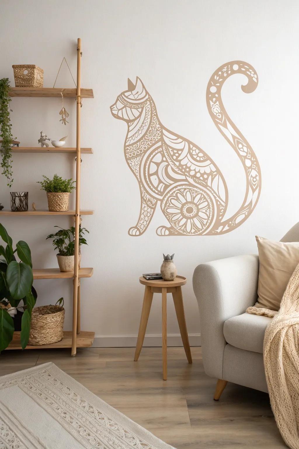 Transform your space with the elegance of feline grace. 🐾✨ #CatStencils #MinimalistDecor #ScandinavianBoho