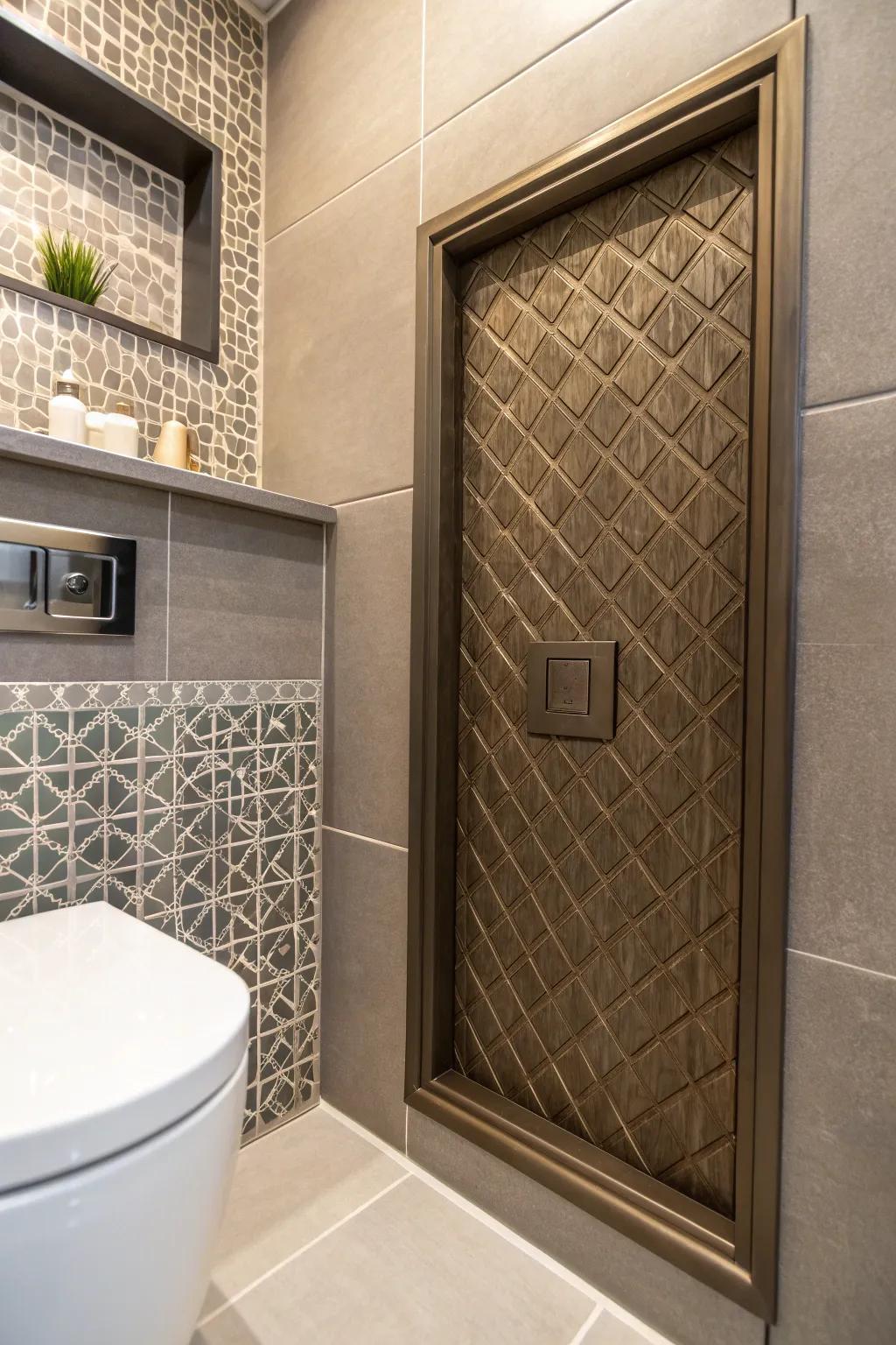 Discover the art of seamless design with a tile-inspired access panel that elevates your bathroom's aesthetic.