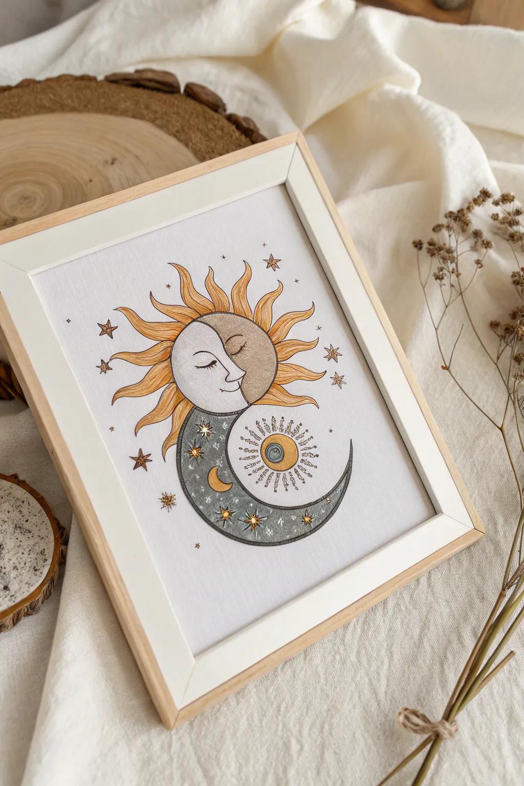 Embrace the serene dance of sun and moon in perfect harmony.