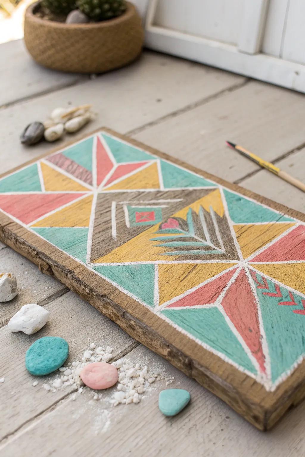 Discover the beauty of geometry in vibrant chalk art, where simplicity meets craftsmanship.