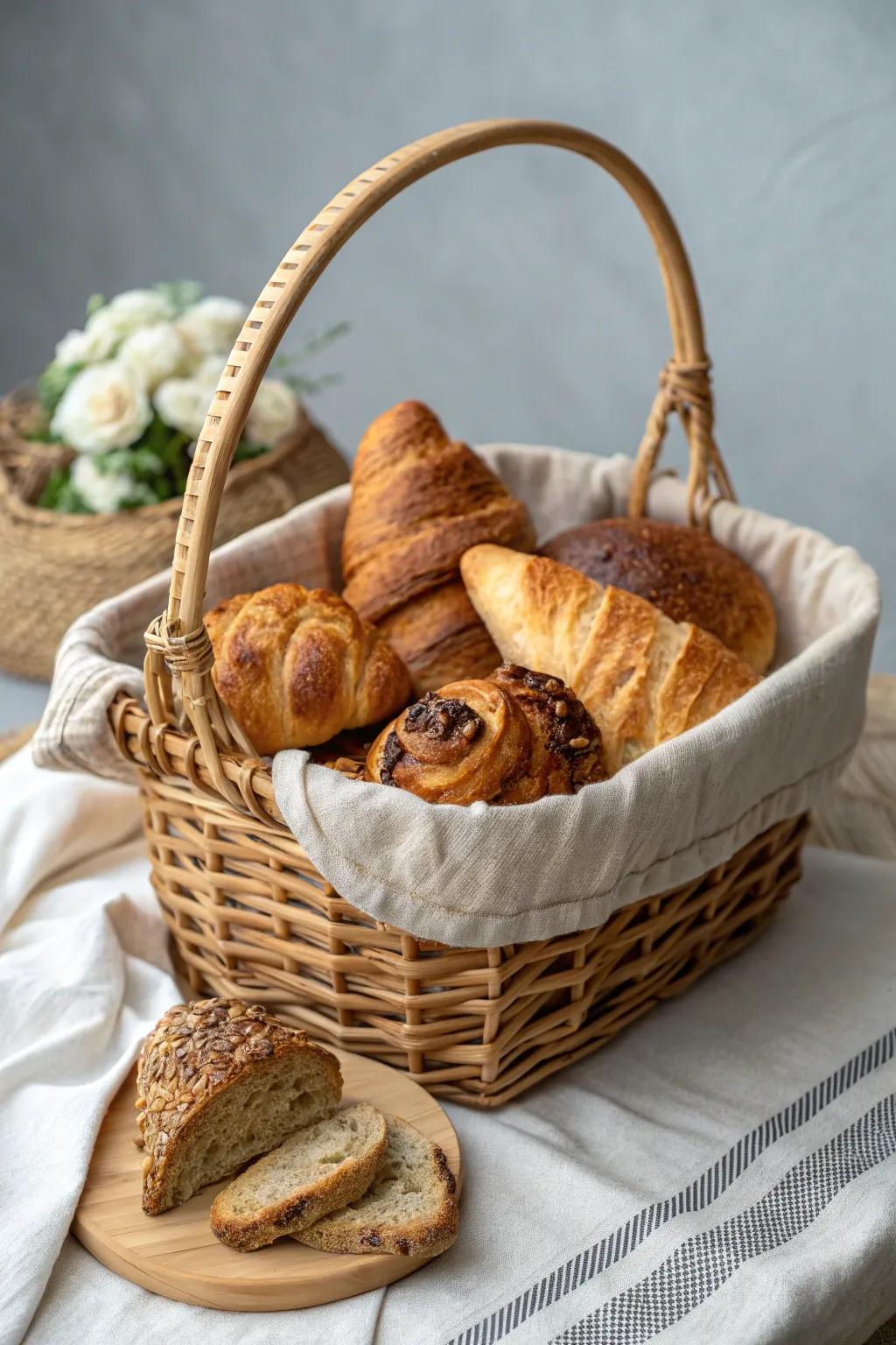 Elevate your baked goods with sustainable elegance: charming bamboo baskets for a touch of natural beauty.