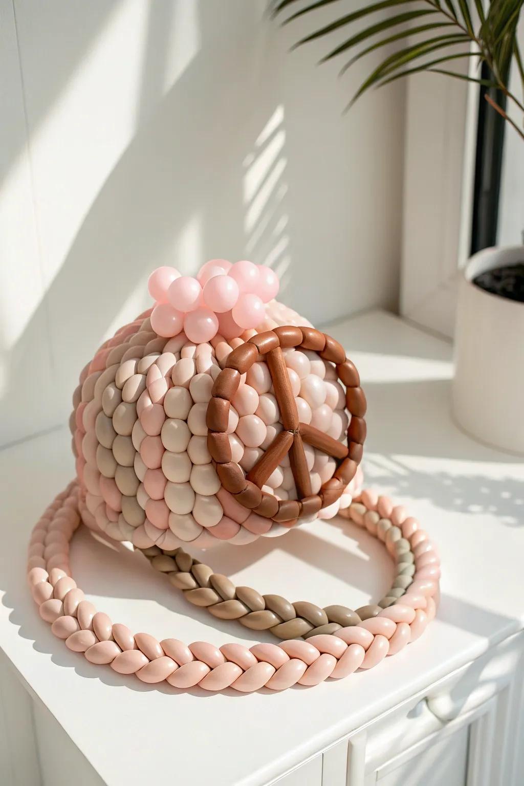 Embrace simplicity and harmony with this beautifully crafted peace sign balloon hat.