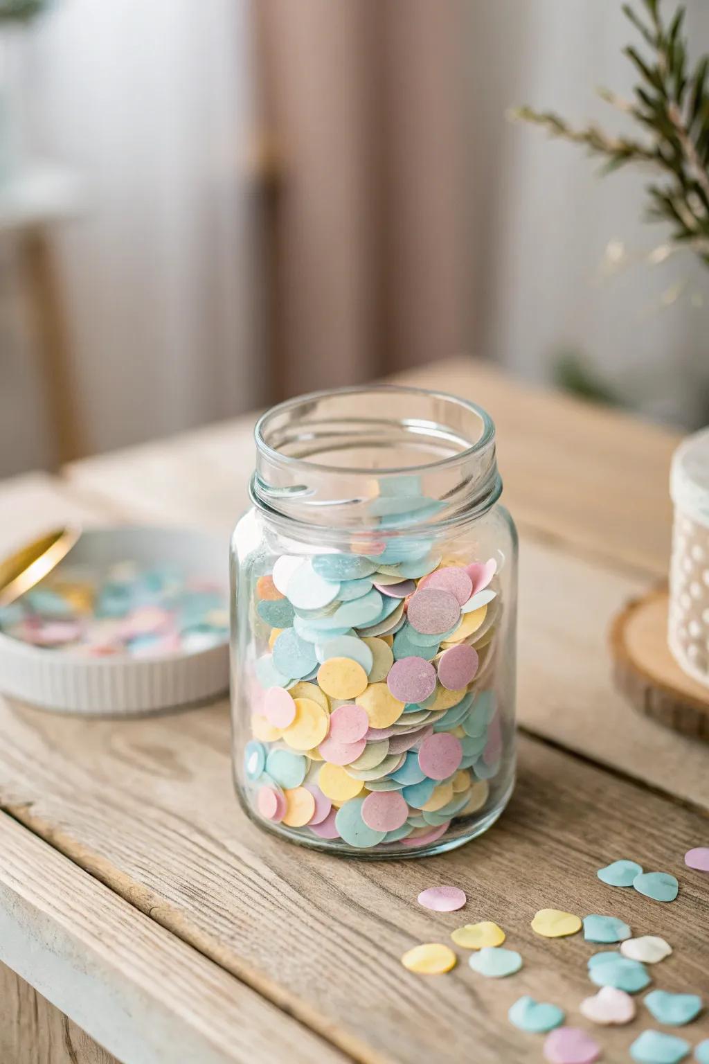 Spark joy with a pop of color: confetti magic in a jar!