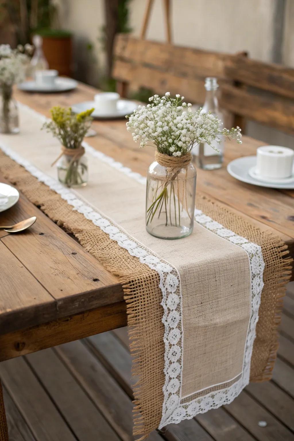 Elevate your rustic wedding decor with the timeless elegance of burlap.