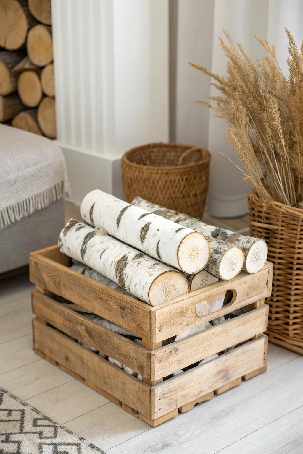 Embrace the rustic charm of winter with a birch log bundle, perfect for adding a natural touch to your holiday décor.