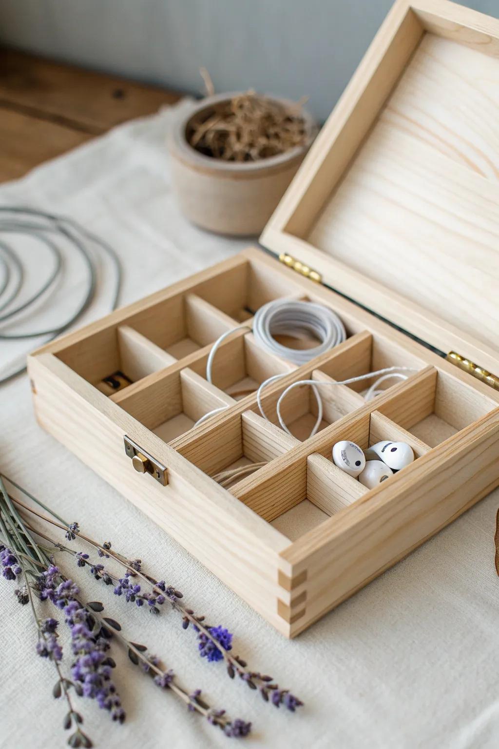 Tidy up your earbuds with style using a minimalist craft tackle box. Embrace simplicity and elegance!