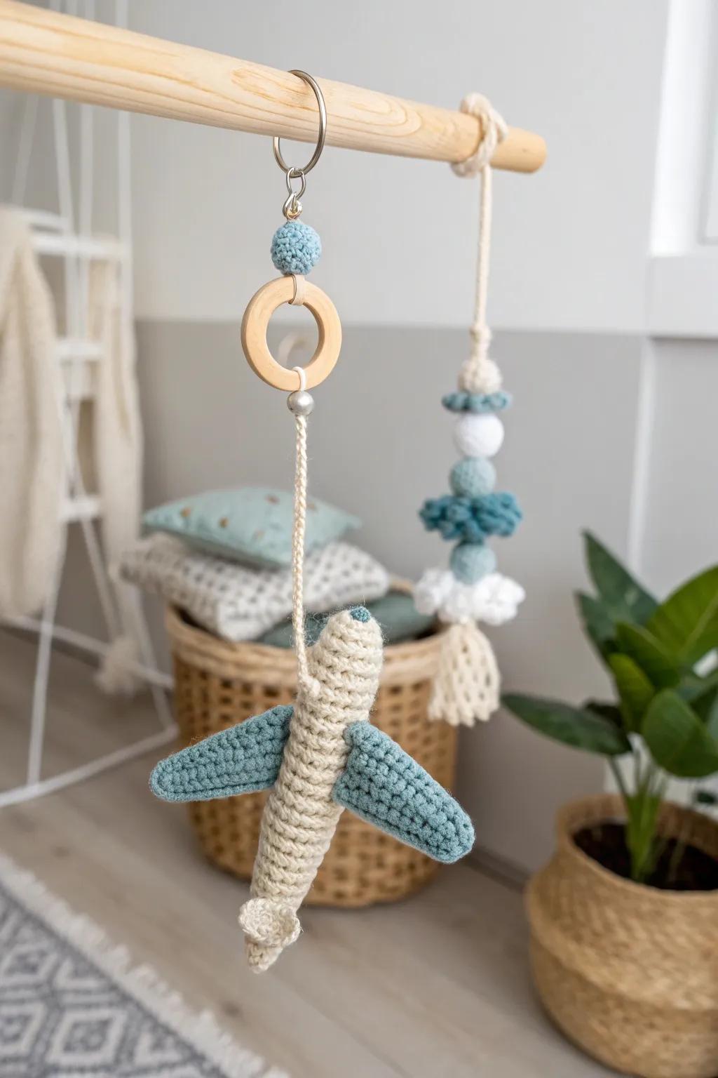 Take flight with these charming crochet airplane backpack accessories — perfect for your little adventurer!