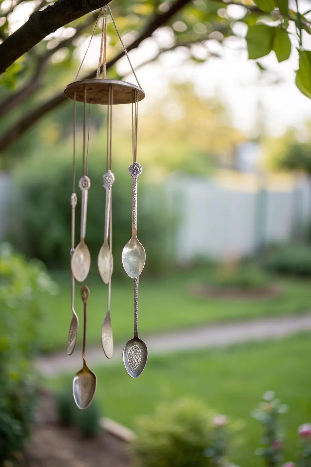 Transform mismatched spoons into a charming garden melody with this DIY wind chime.