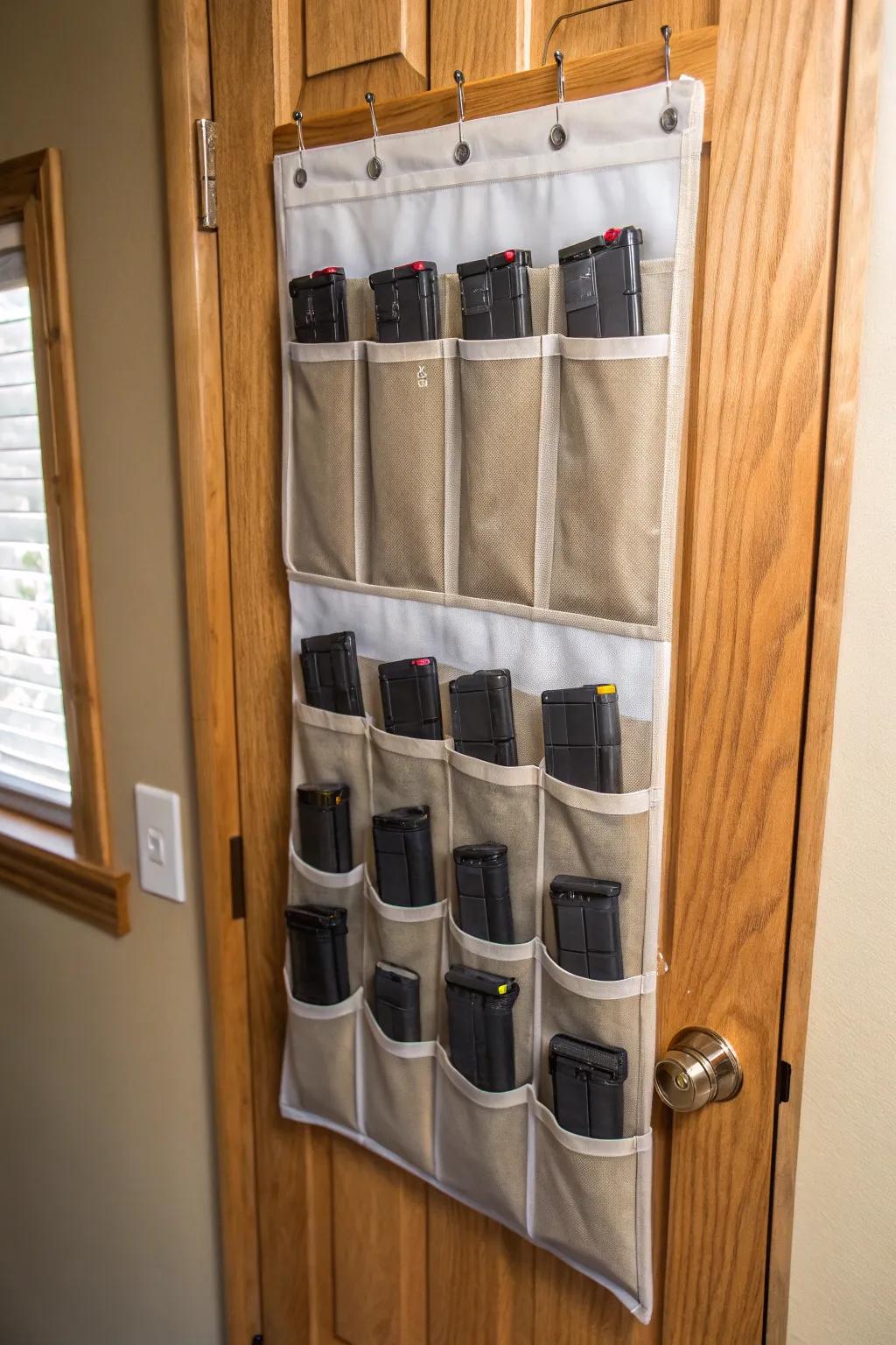 Elevate your workshop organization with this clever shoe organizer hack.