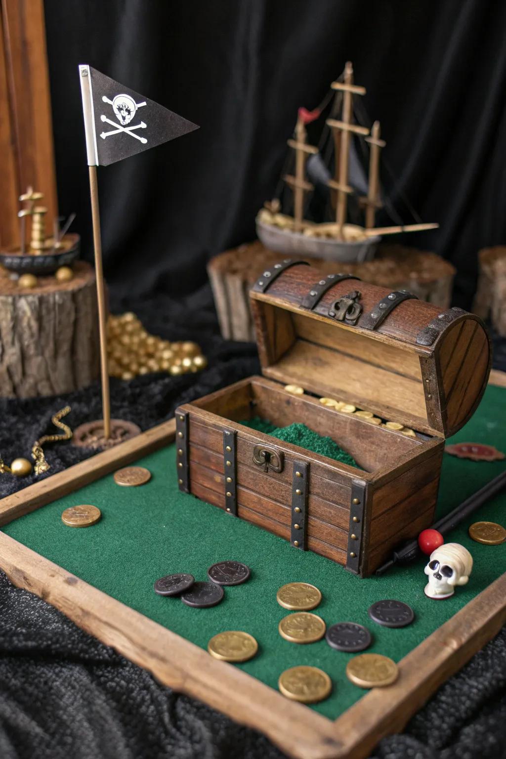 Set sail for adventure with this DIY pirate-themed mini golf hole, where craftsmanship meets creativity.