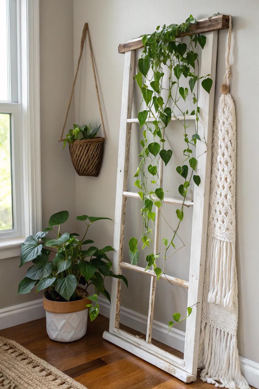 Breathe new life into your space with this chic DIY plant trellis, blending Scandinavian simplicity and boho charm. 🌿✨