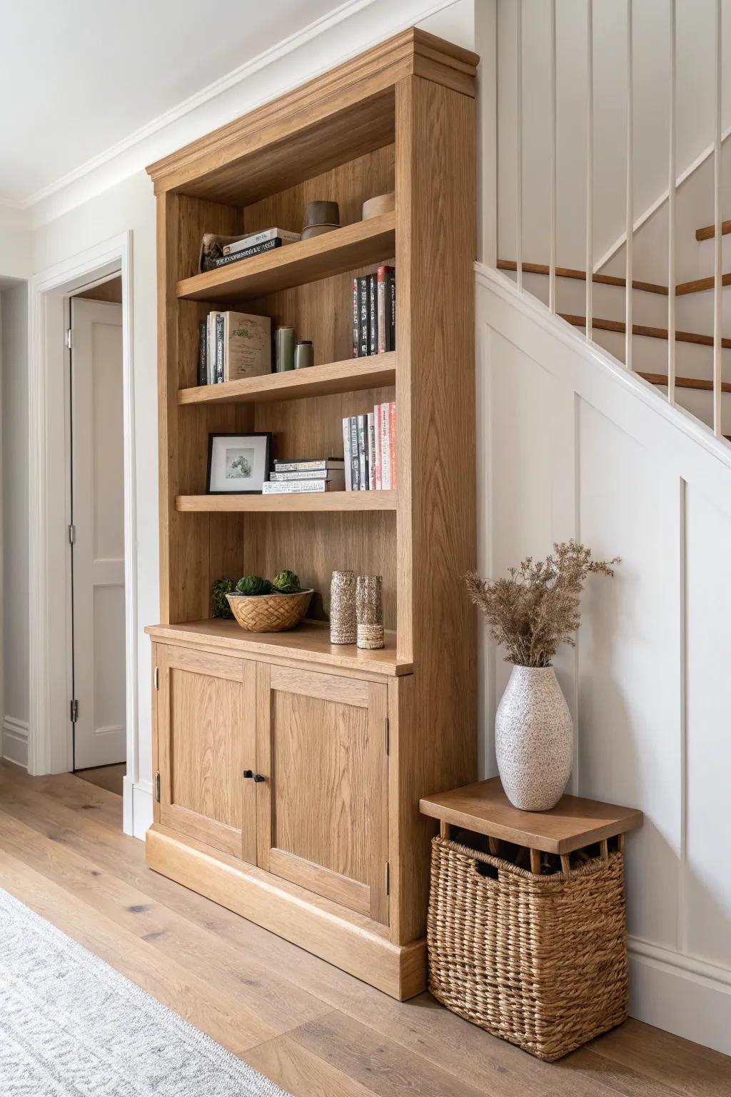 Transform your alcove into a beautiful book sanctuary with custom-fit shelves. #DIY #ScandiBoho