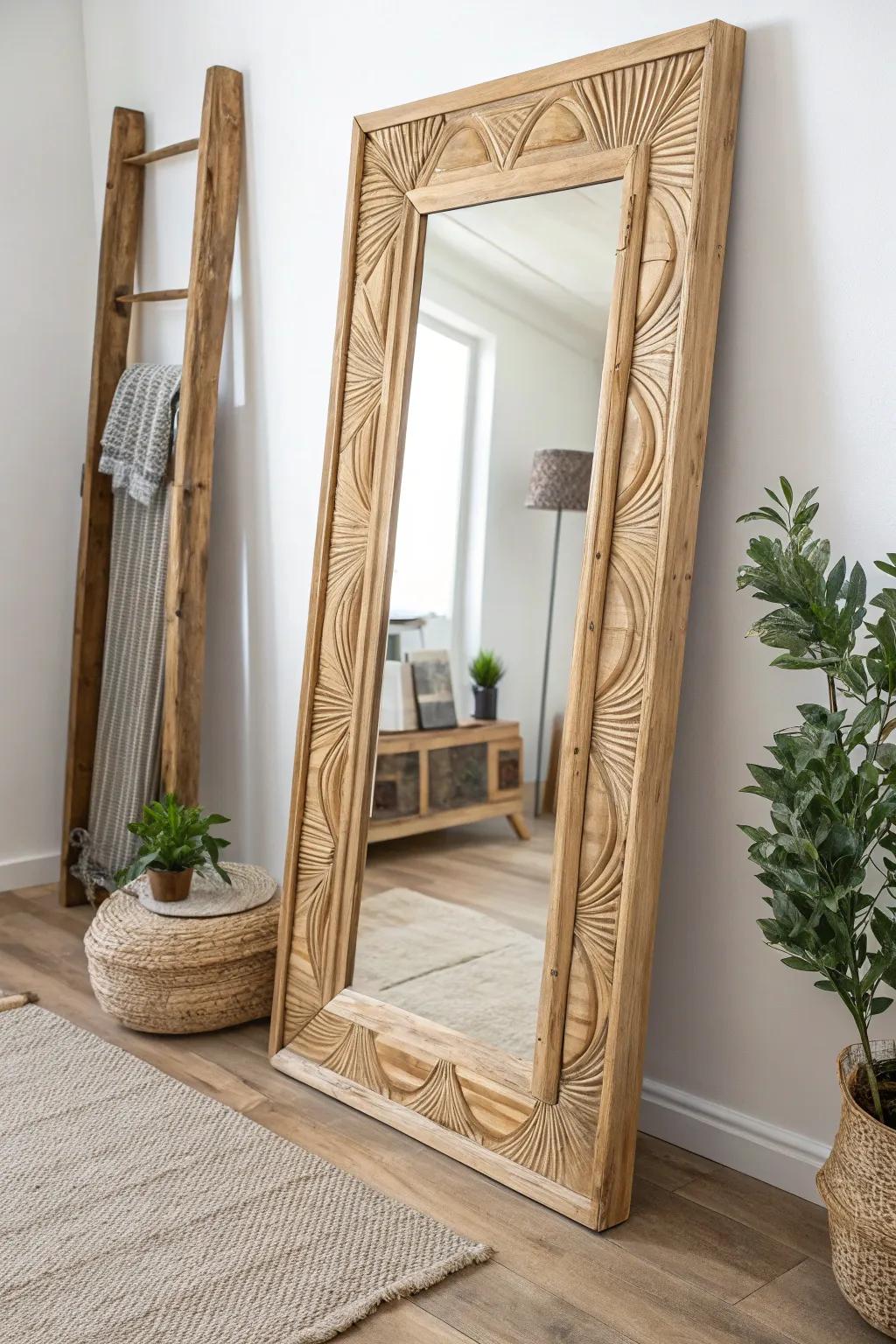 Elevate your space with a stunning layered wooden mirror frame - where simplicity meets artistry.