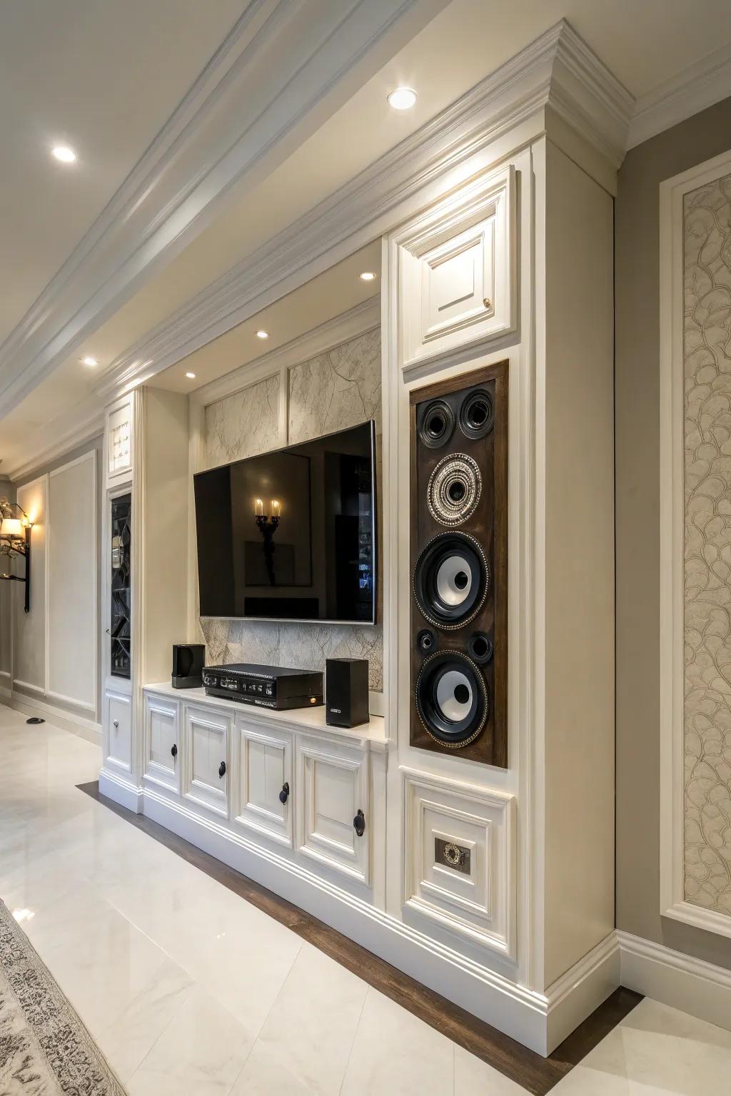 Experience immersive audio with a sleek, built-in sound system that complements your modern entertainment setup.