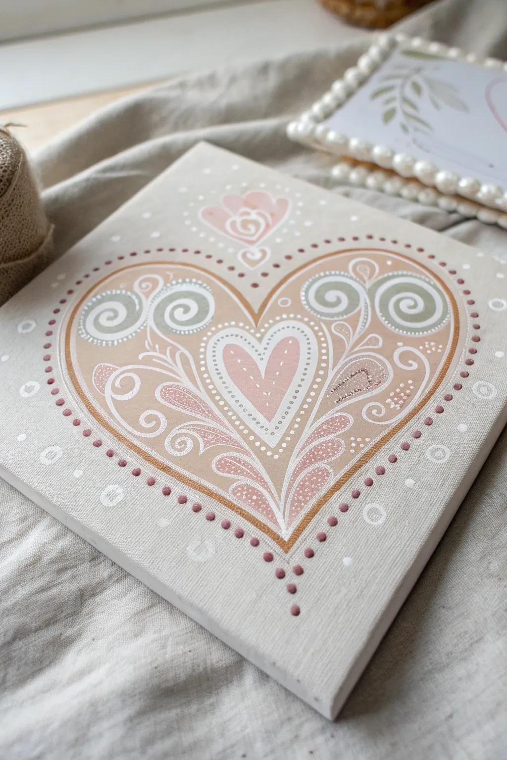 Delicate heart art: A touch of whimsy for your serene space.